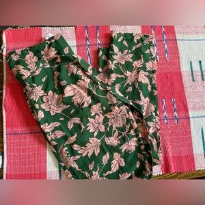 Lulumari Green and Pink Leaf Print Pants